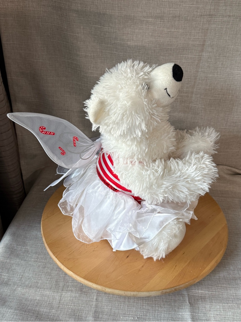 Build-A-Bear Workshop White Plush Teddy Bear Christmas Fairy Candy Cane Dress